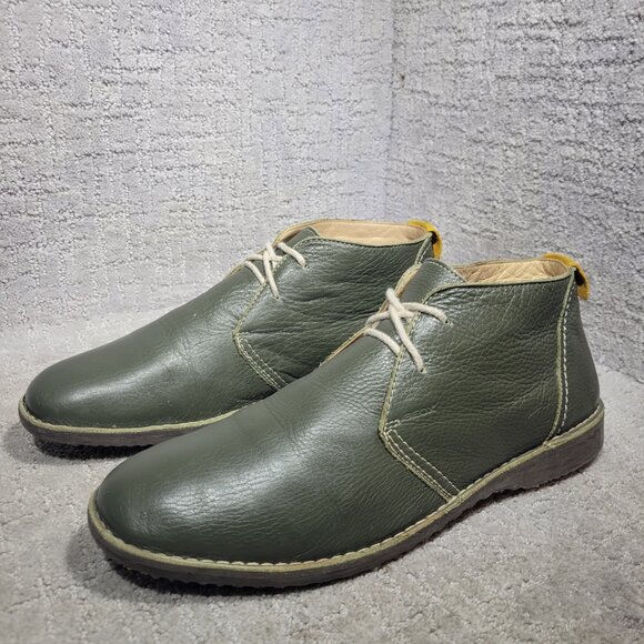 Geox Zal Men's Size EU 44 US 11 Olive Green Leather Lace up Ankle Boots - Picture 1 of 11